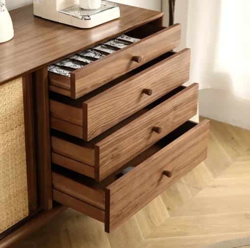 ARKA Lemari Kabinet Pintu Rotan Sliding Kayu Jati Minimalis