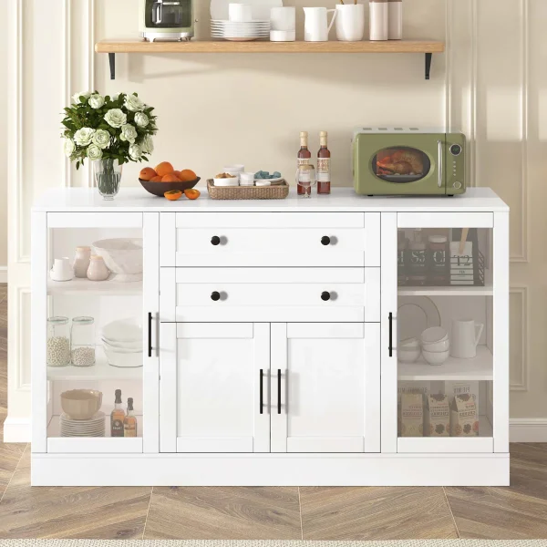Atarka Lemari Kabinet Kaca 4 Pintu 2 Laci