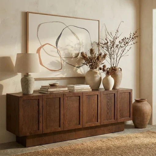 BERTA Lemari Kabinet 6 Pintu Serbaguna Kayu Jati Modern