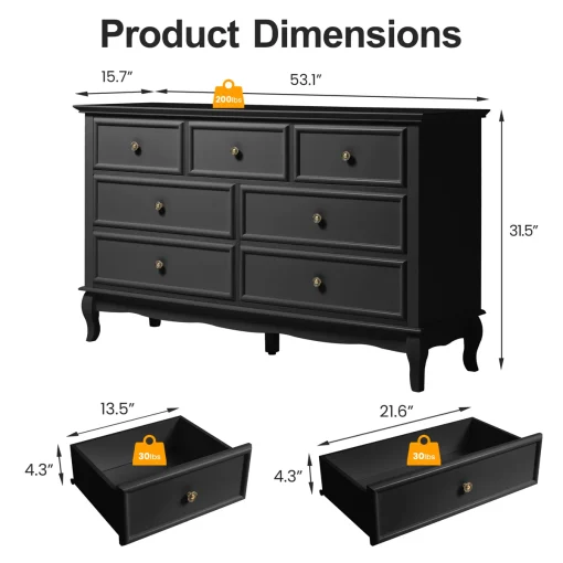 BETA Lemari Kabinet 6 Laci Klasik Cat Duco Hitam Modern