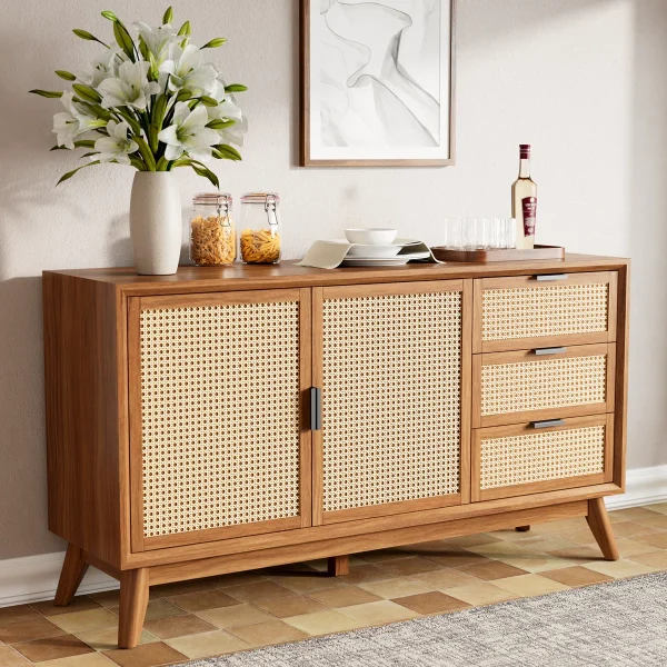 Betan Lemari Kabinet Rotan Retro Kayu Jati