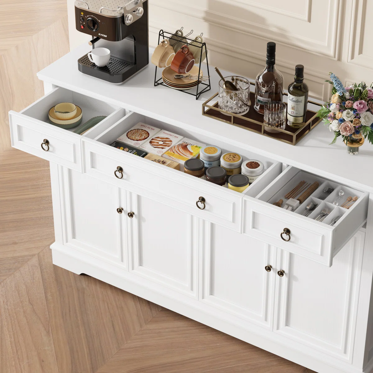 Bresia Lemari Kabinet 4 Pintu 3 Laci Cat Duco Minimalis2