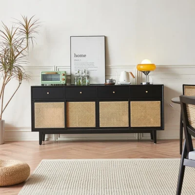 Brian Credenza Cabinet Pintu Rotan Retro Cat Duco