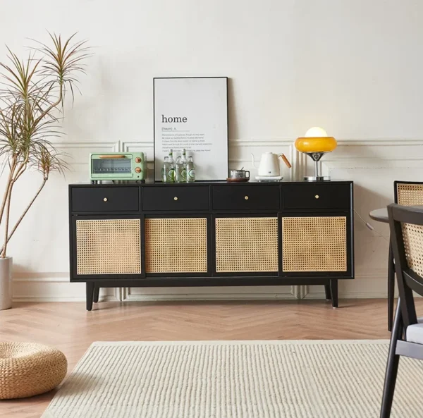 Brian Credenza Cabinet Pintu Rotan Retro Cat Duco