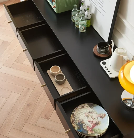 BRIAN Credenza Cabinet Pintu Rotan Retro Cat Duco