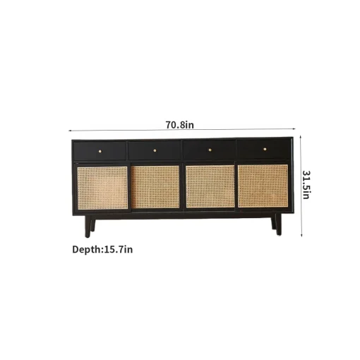 BRIAN Credenza Cabinet Pintu Rotan Retro Cat Duco