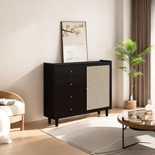 CARLY Lemari Kabinet Pintu Rotan Cat Duco Minimalis