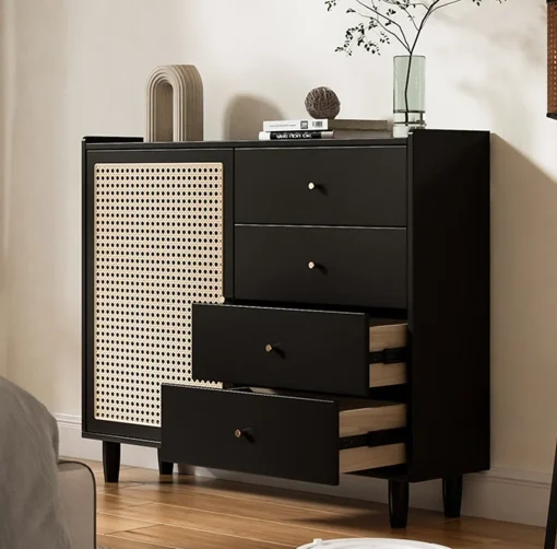 CARLY Lemari Kabinet Pintu Rotan Cat Duco Minimalis