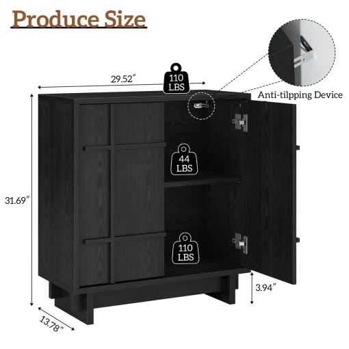 DELIA Lemari Kabinet 2 Pintu Plywood Tacosheet Hitam