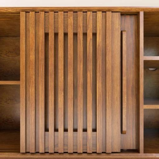 DERRY Lemari Kabinet 2 Pintu Sliding Kayu Jati Minimalis