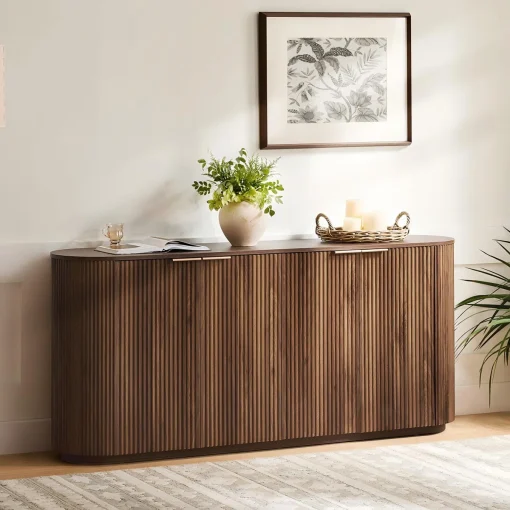 EBONA Lemari Kabinet 4 Pintu Unik Kayu Jati Minimalis