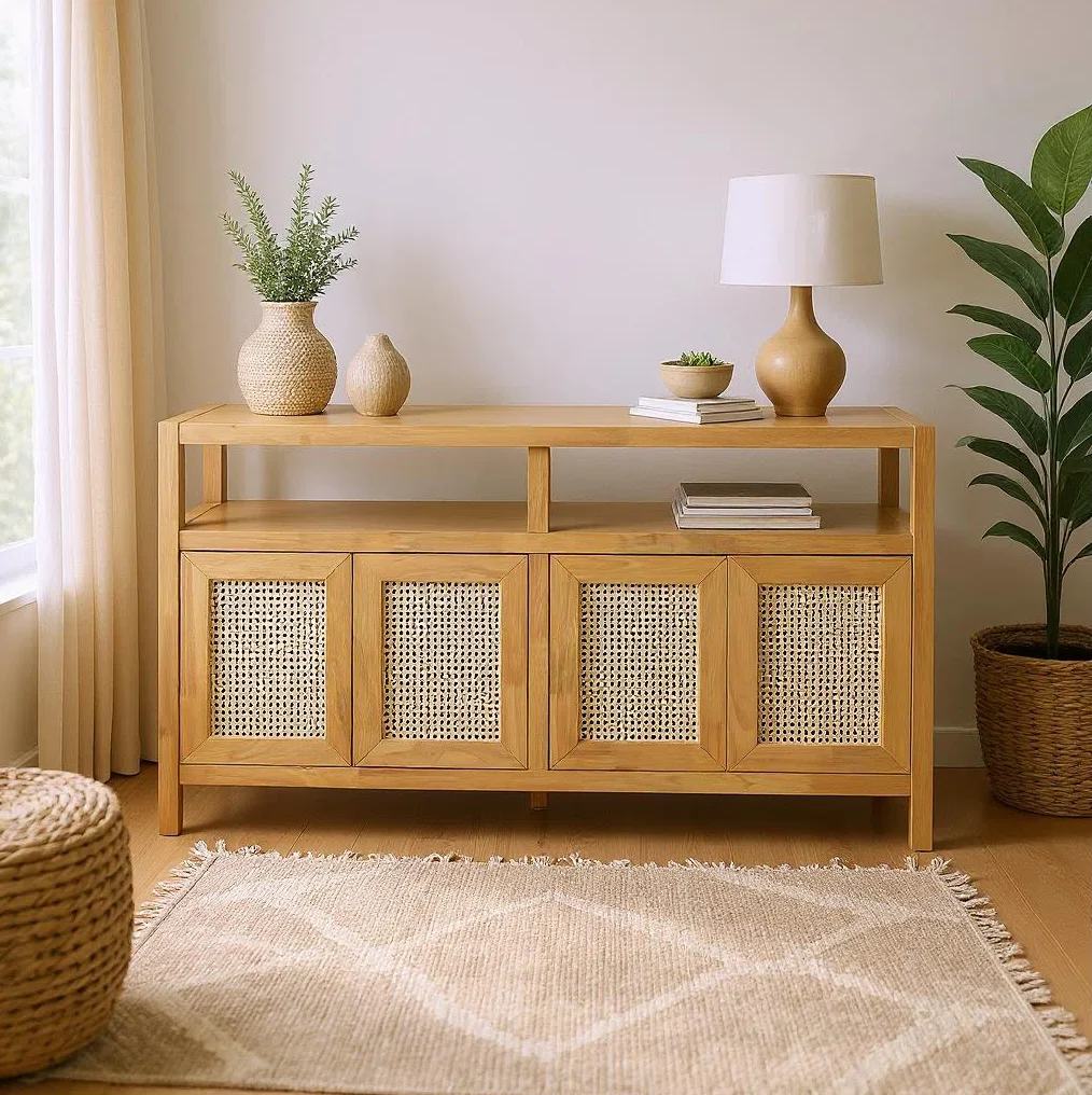 Edward Lemari Kabinet Pintu Rotan Kayu Jati