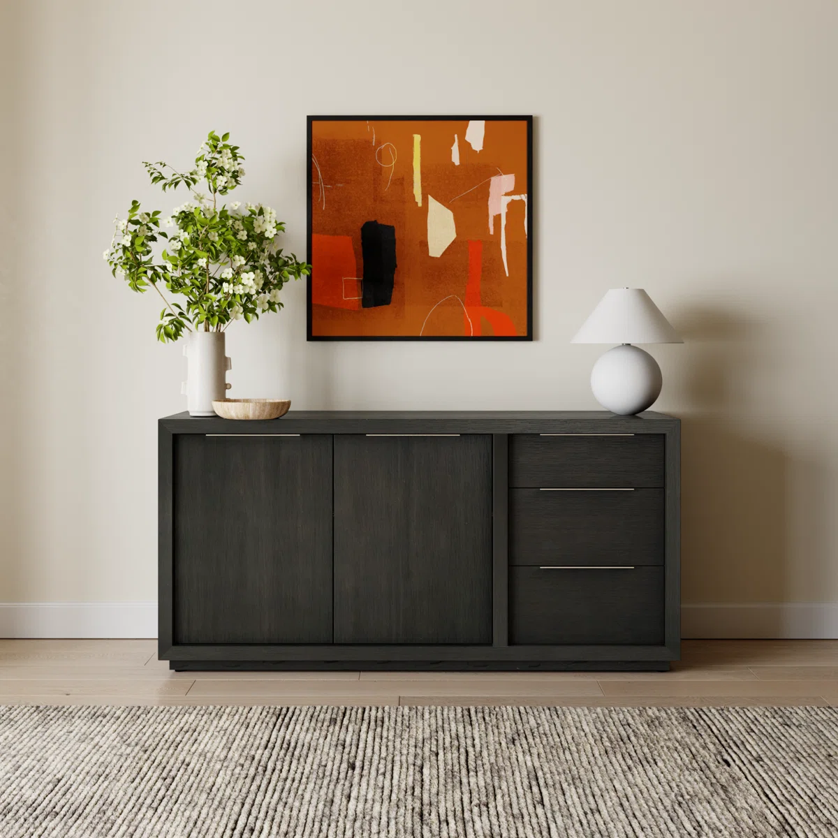 Elka Lemari Kabinet Plywood Tacosheet Hitam Minimalis