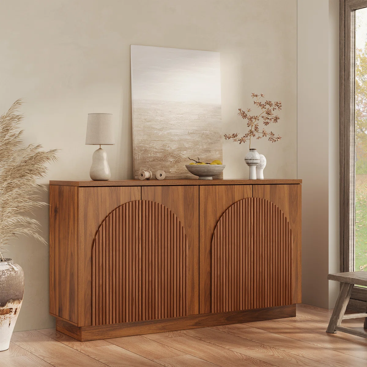 Erkav Lemari Kabinet 4 Pintu Kayu Jati Minimalis1