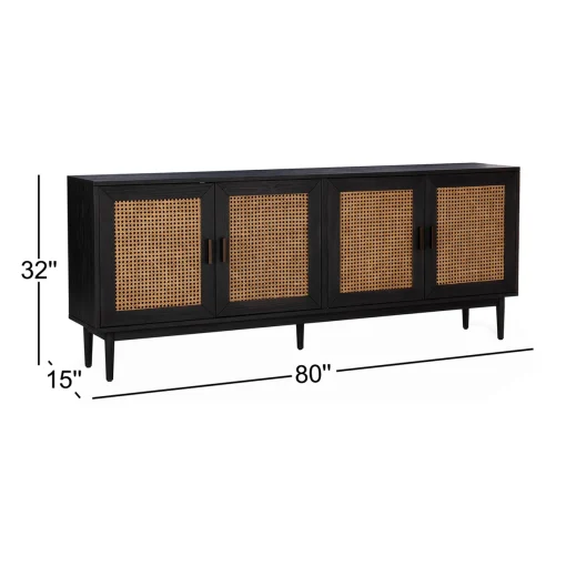 GENIO Lemari Kabinet Retro Pintu Rotan Tacosheet Hitam