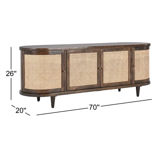 GERAL Credenza Kabinet Pintu Rotan Kayu Jati Minimalis