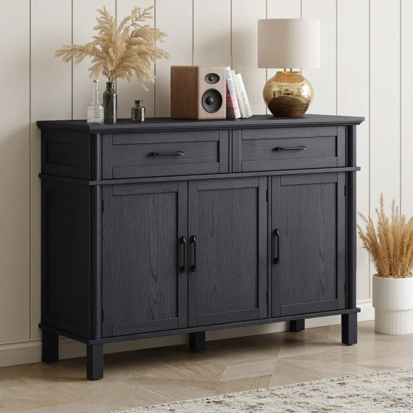 Jakle Lemari Kabinet 3 Pintu Cat Duco Hitam Minimalis