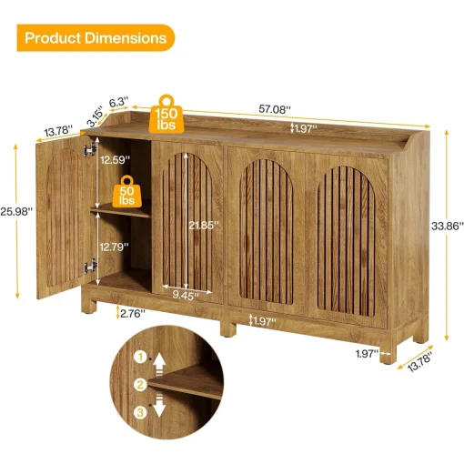 JENKA Lemari Kabinet Jari Jari Minimalis Kayu Jati Modern