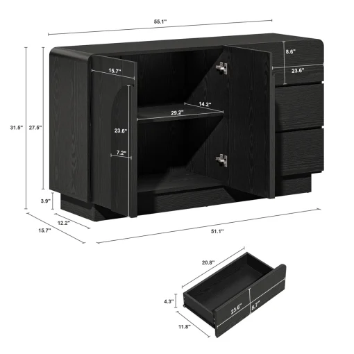 KARLO Credenza Cabinet Plywood Tacosheet Motif Serat