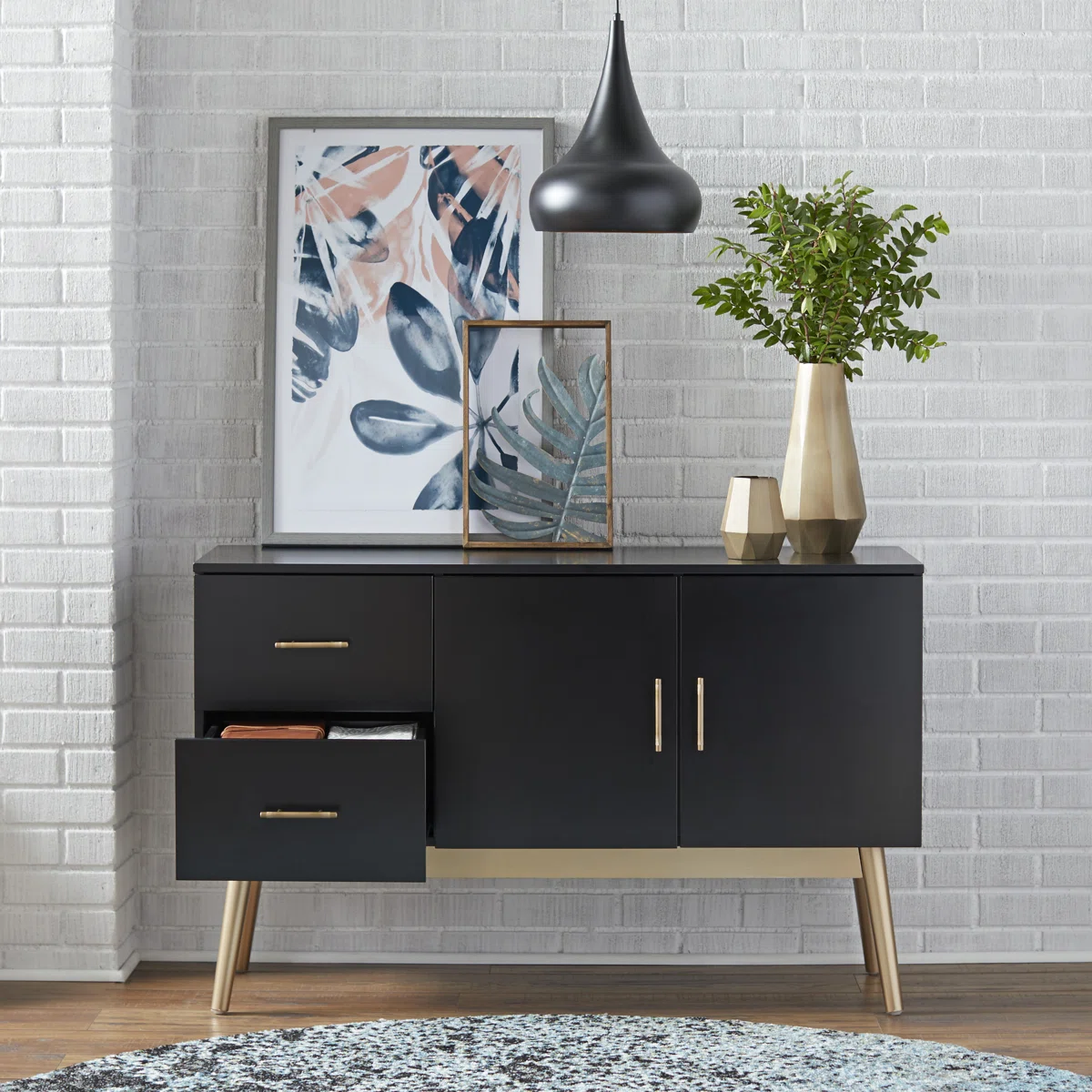 Keista Kabinet Credenza Modern Cat Duco Kaki Retro1