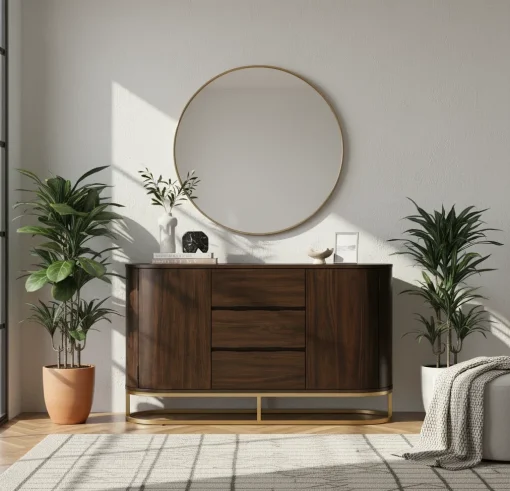 KELVIN Sideboard Cabinet Kaki Besi Desain Minimalis