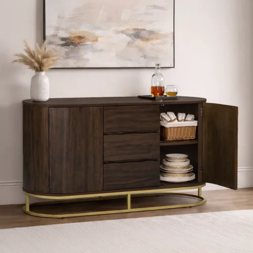 KELVIN Sideboard Cabinet Kaki Besi Desain Minimalis