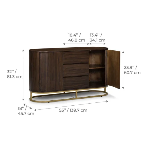 KELVIN Sideboard Cabinet Kaki Besi Desain Minimalis