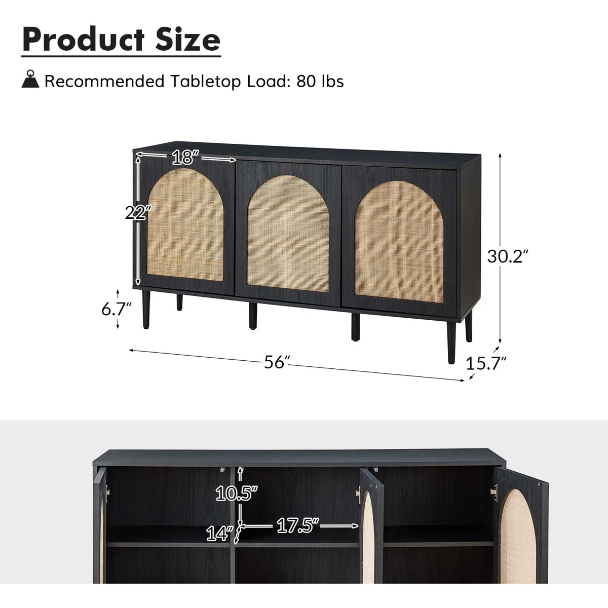 Kerla Lemari Kabinet 3 Pintu Rotan Plywood Tacosheet Hitam5