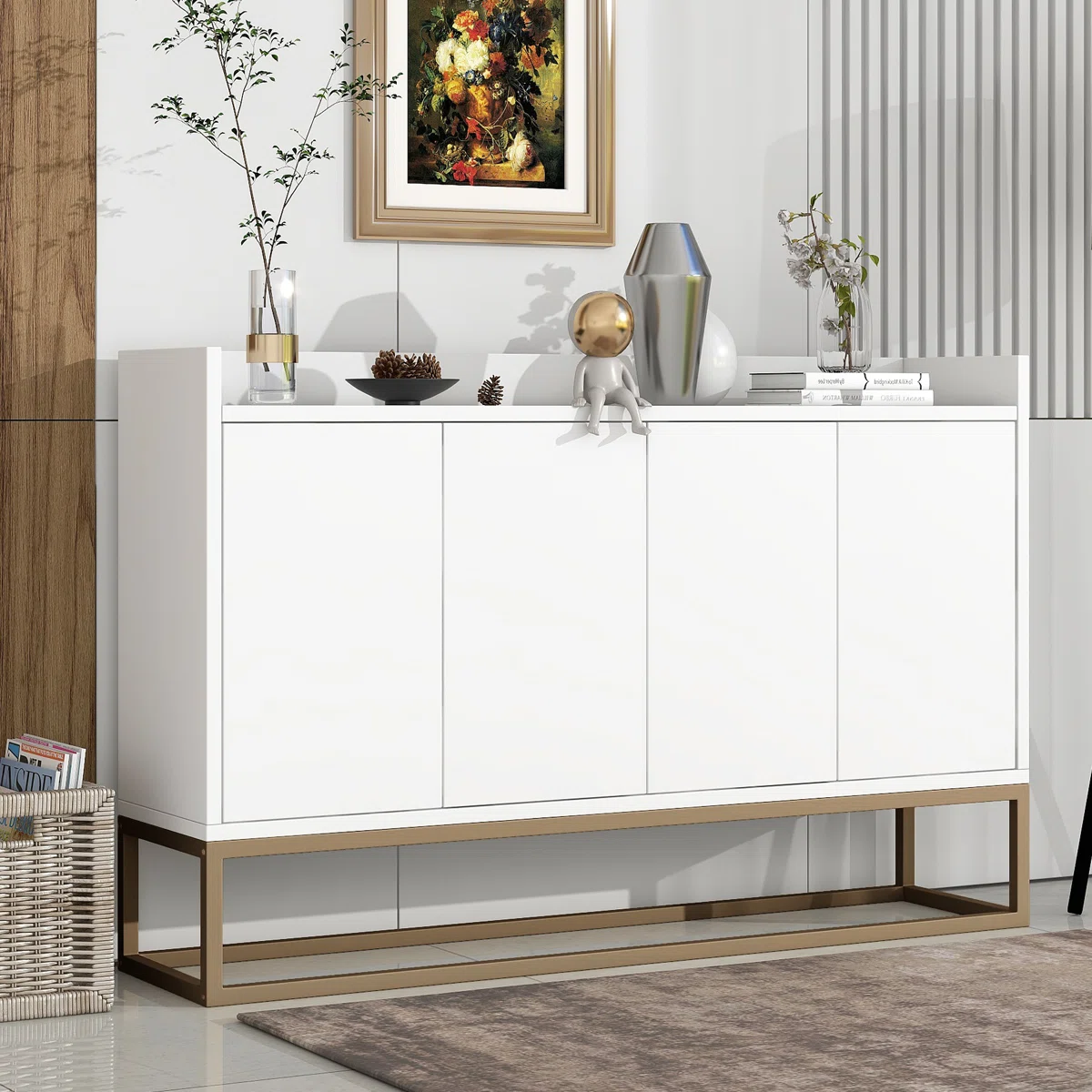 Korla Lemari Kabinet 4 Pintu Kaki Besi Minimalis