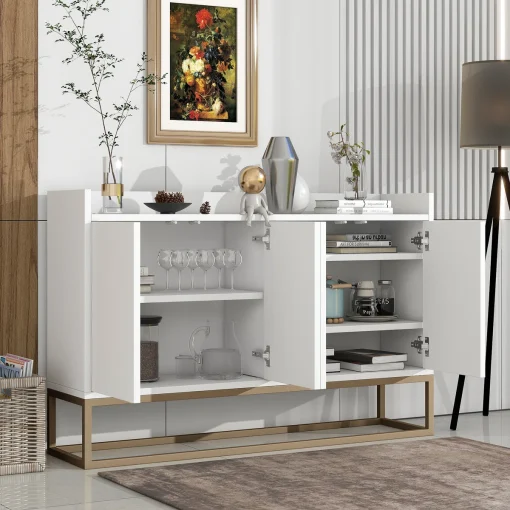 KORLA Lemari Kabinet 4 Pintu Kaki Besi Minimalis Modern