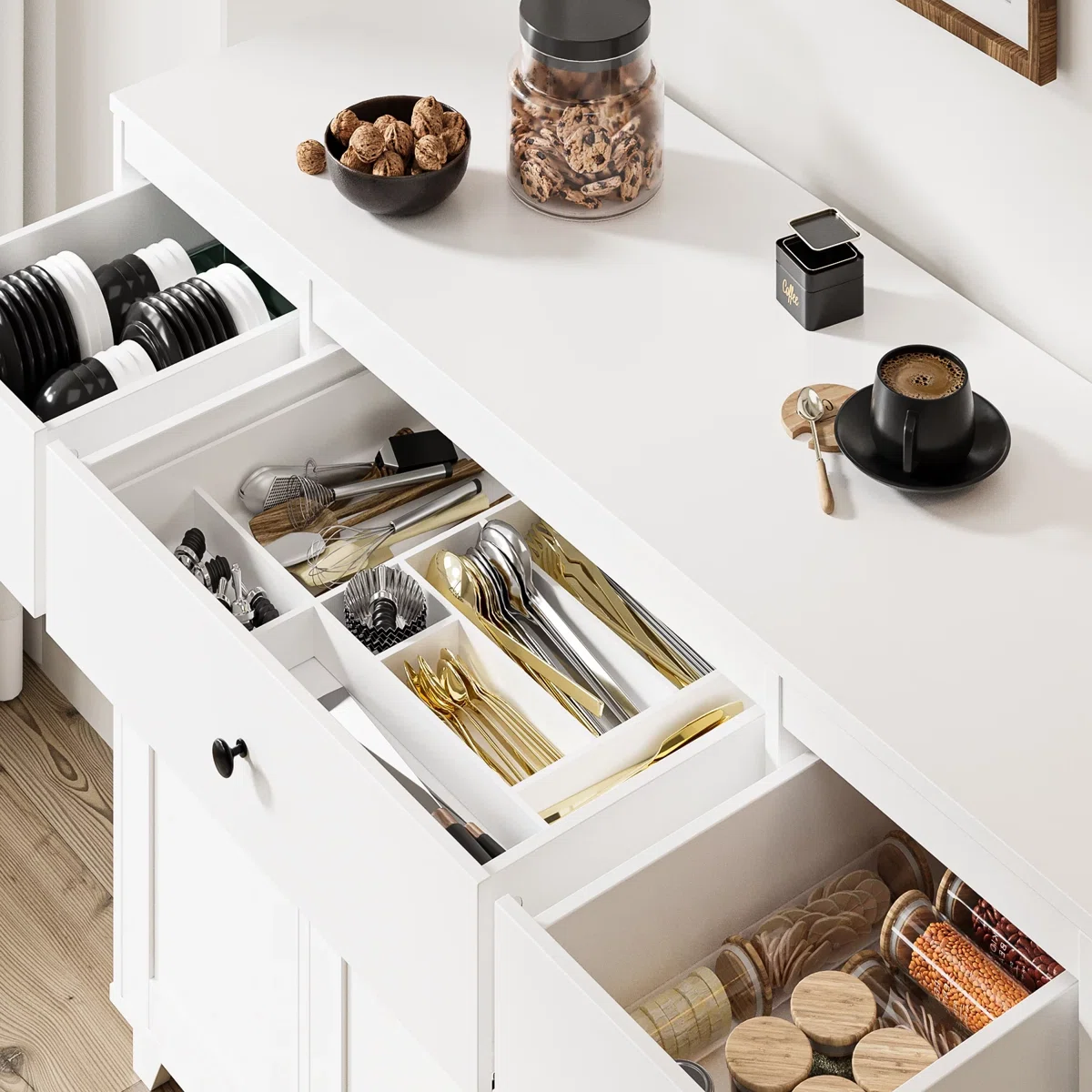Lauren Lemari Kabinet Scandinavian Cat Duco Putih2