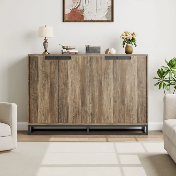 Lecco Lemari Kabinet 4 Pintu Plywood Hpl Motif Kayu