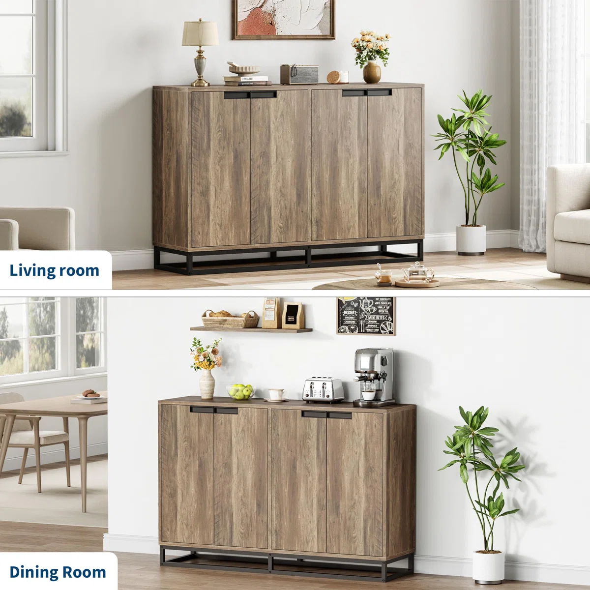 Lecco Lemari Kabinet 4 Pintu Plywood Hpl Motif Kayu3