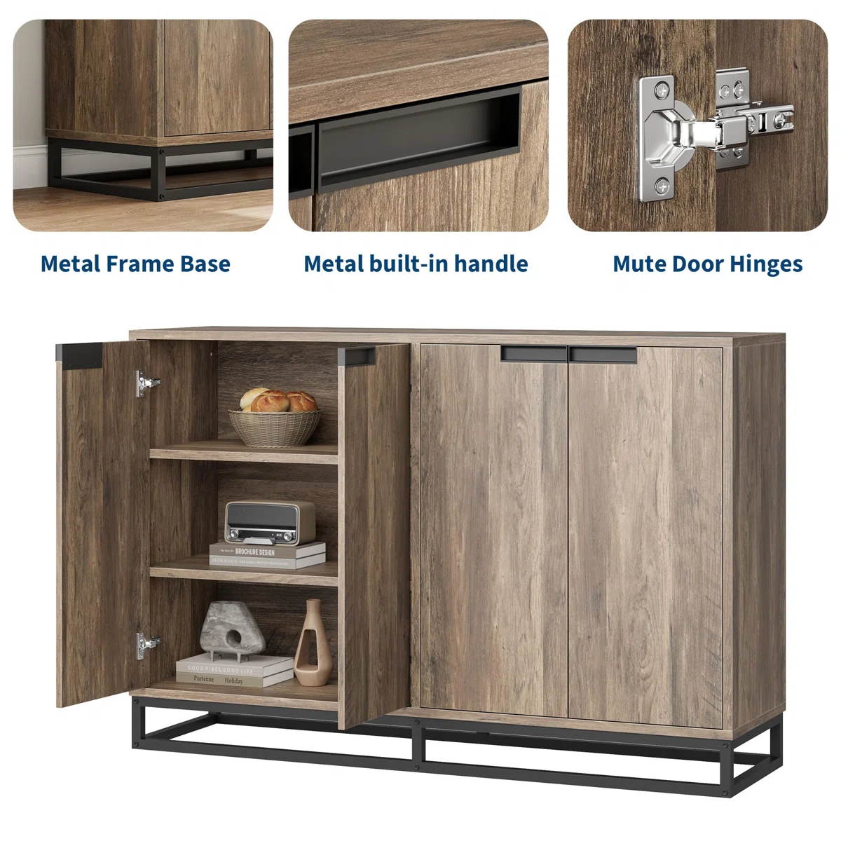 Lecco Lemari Kabinet 4 Pintu Plywood Hpl Motif Kayu4
