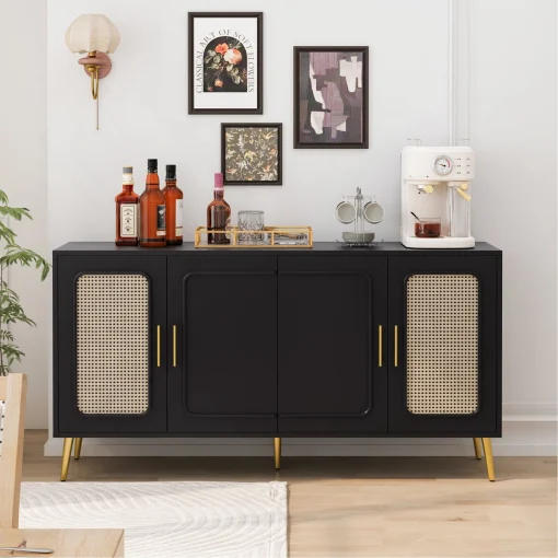 LORKIN Lemari Kabinet Rotan Serbaguna Cat Duco Modern