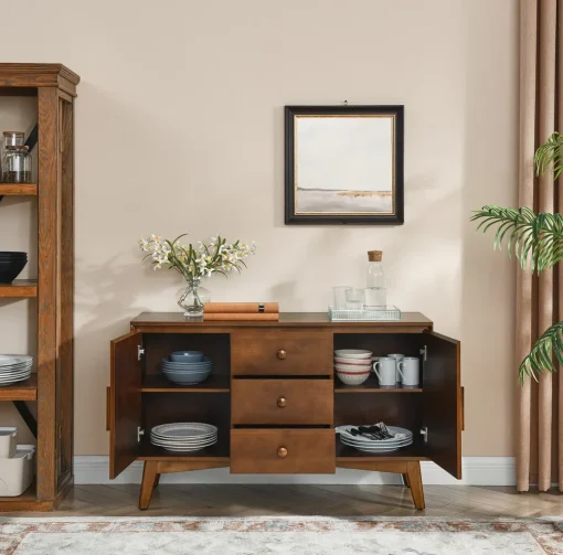 MALKA Lemari Kabinet Scandinavian 2 Pintu 3 Laci Kayu Jati