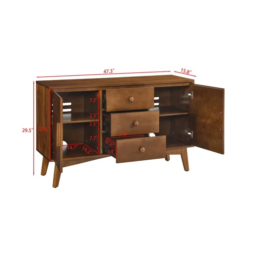 MALKA Lemari Kabinet Scandinavian 2 Pintu 3 Laci Kayu Jati
