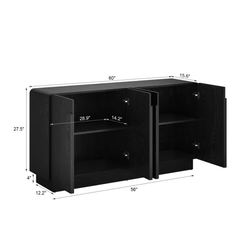 MALLA Lemari Kabinet 4 Pintu Tacosheet Hitam Minimalis