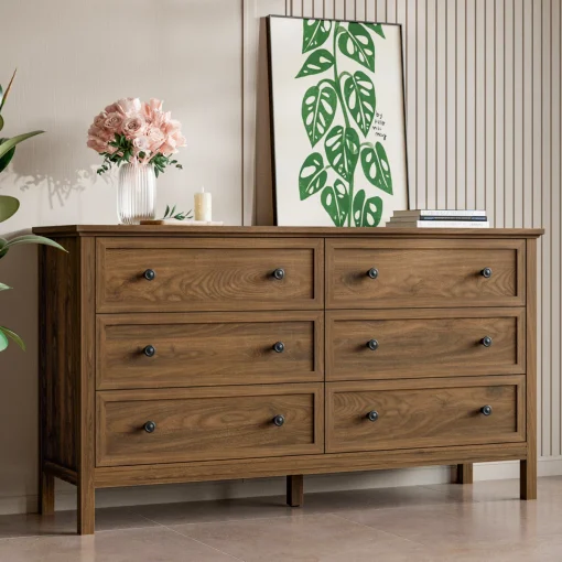 MESSA Lemari Kabinet 6 Laci Drawer Kayu Jati Minimalis