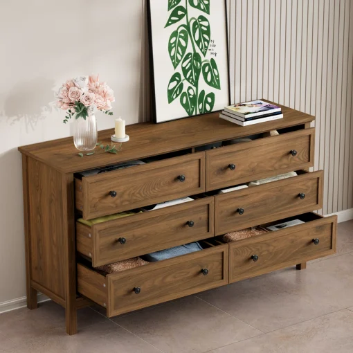 MESSA Lemari Kabinet 6 Laci Drawer Kayu Jati Minimalis