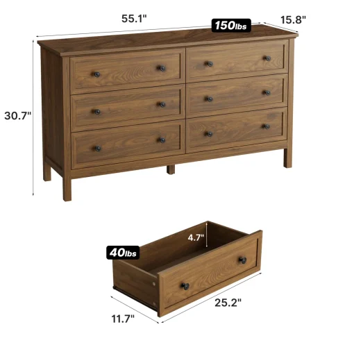 MESSA Lemari Kabinet 6 Laci Drawer Kayu Jati Minimalis