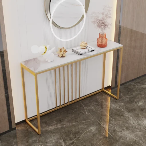 MEYKA Meja Konsol Rangka Besi Top Meja Marmer