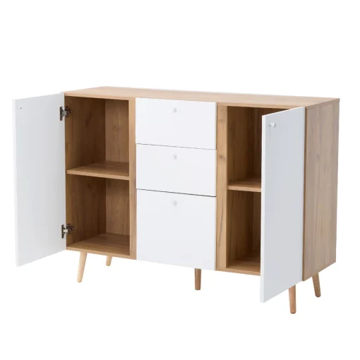 GELLA Lemari Kabinet Retro 2 Pintu 3 Laci Kayu Jati Modern