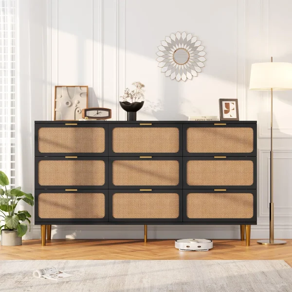 Nikol Lemari Kabinet 9 Laci Serbaguna Rotan Duco Minimalis