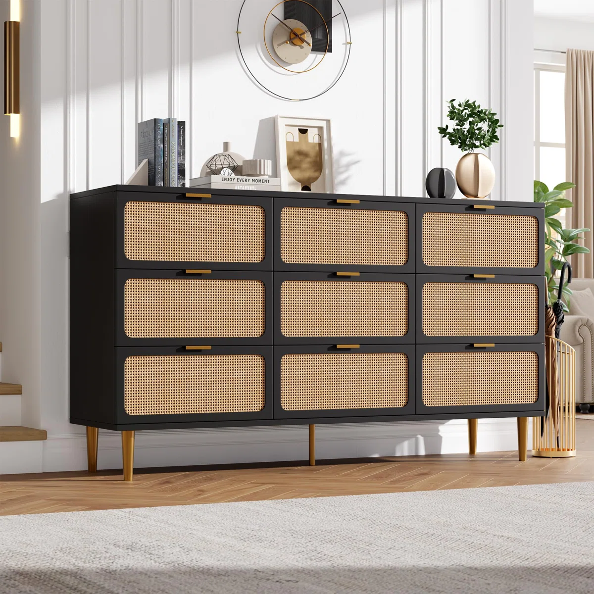 Nikol Lemari Kabinet 9 Laci Serbaguna Rotan Duco Minimalis1