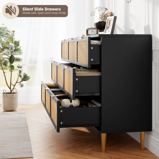 NIKOL Lemari Kabinet 9 Laci Serbaguna Rotan Cat Duco