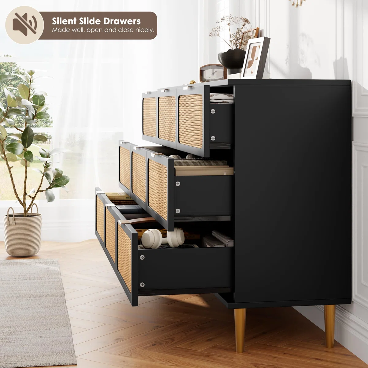 Nikol Lemari Kabinet 9 Laci Serbaguna Rotan Duco Minimalis3