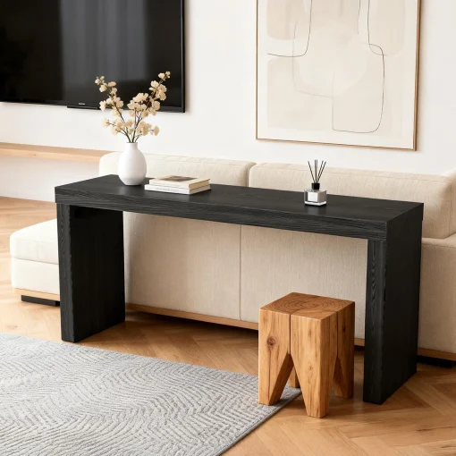NORELA Meja Konsol Plywood Kombinasi Tacosheet Hitam
