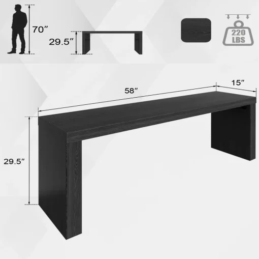 NORELA Meja Konsol Plywood Kombinasi Tacosheet Hitam