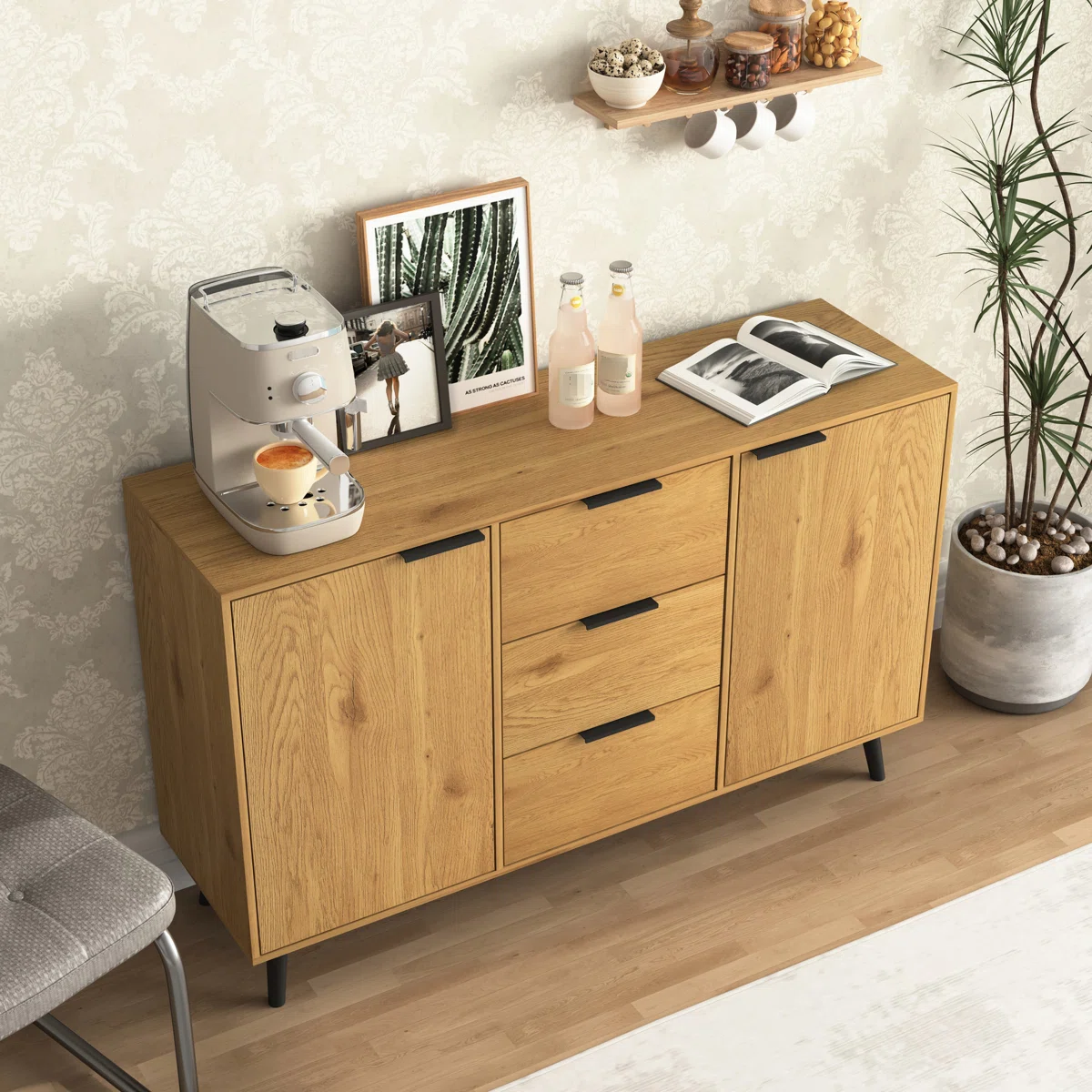 Piena Lemari Kabinet 3 Pintu Bleaching Kayu Jati1